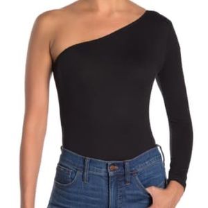 Black One Shoulder Bodysuit Sz L